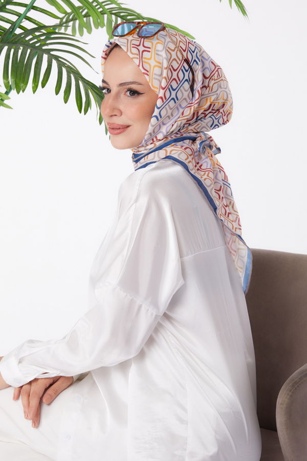 Düz Orta Kadın Vizon Desenli Eşarp - 25976