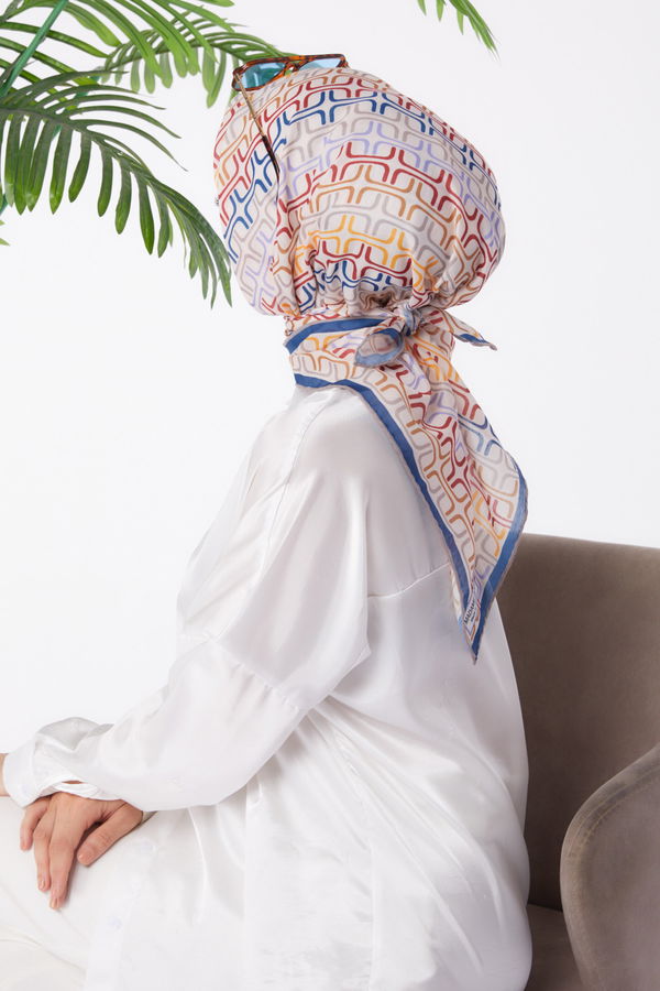 Düz Orta Kadın Vizon Desenli Eşarp - 25976