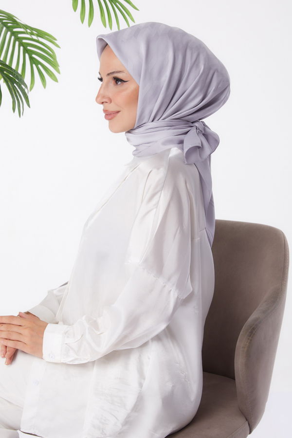 Düz Orta Kadın Gri Eşarp - 26018