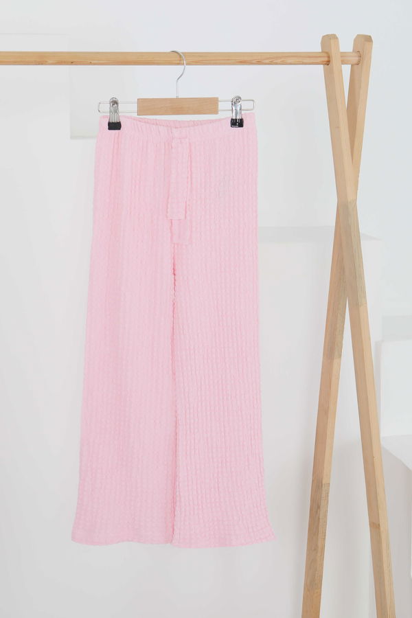 Beli Lastikli Pantolon - 27447 PEMBE