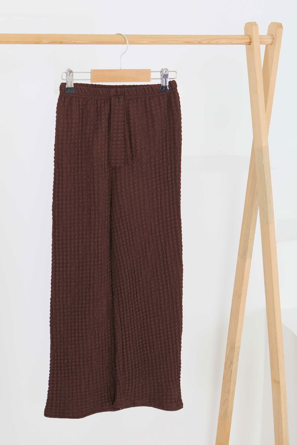 Beli Lastikli Pantolon - 27447 KAHVERENGİ