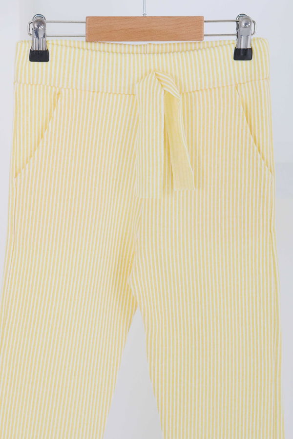 Çizgili Cepli Pantolon - 27450 Sarı