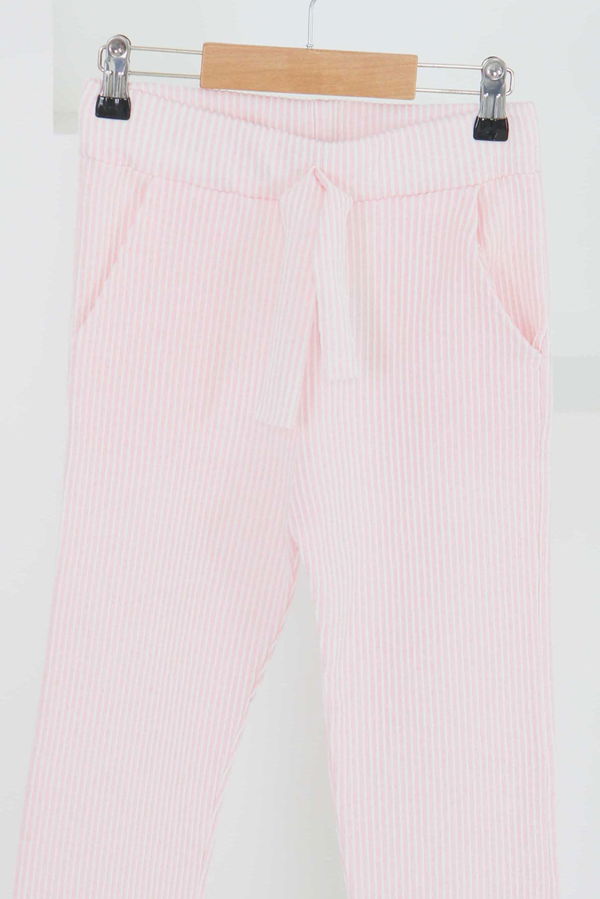 Çizgili Cepli Pantolon - 27450 PEMBE
