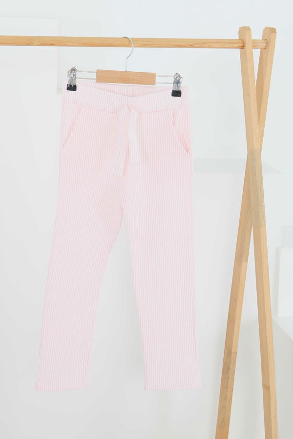 Çizgili Cepli Pantolon - 27450 PEMBE