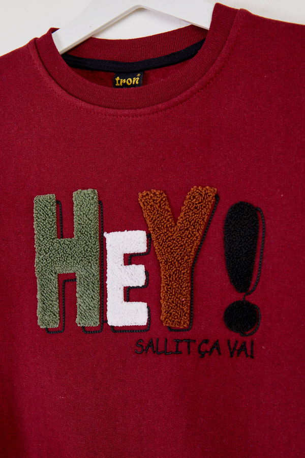 Erkek Çocuk Bordo Baskılı Sweatshirt - 26440
