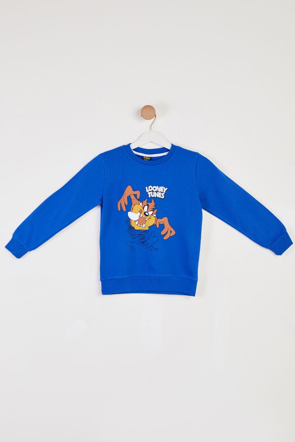 Erkek Çocuk Mavi Baskılı Sweatshirt - 26439 MAVİ