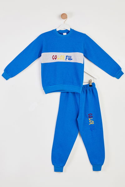 Erkek Çocuk Mavi Baskılı Pijama Takımı - 26444