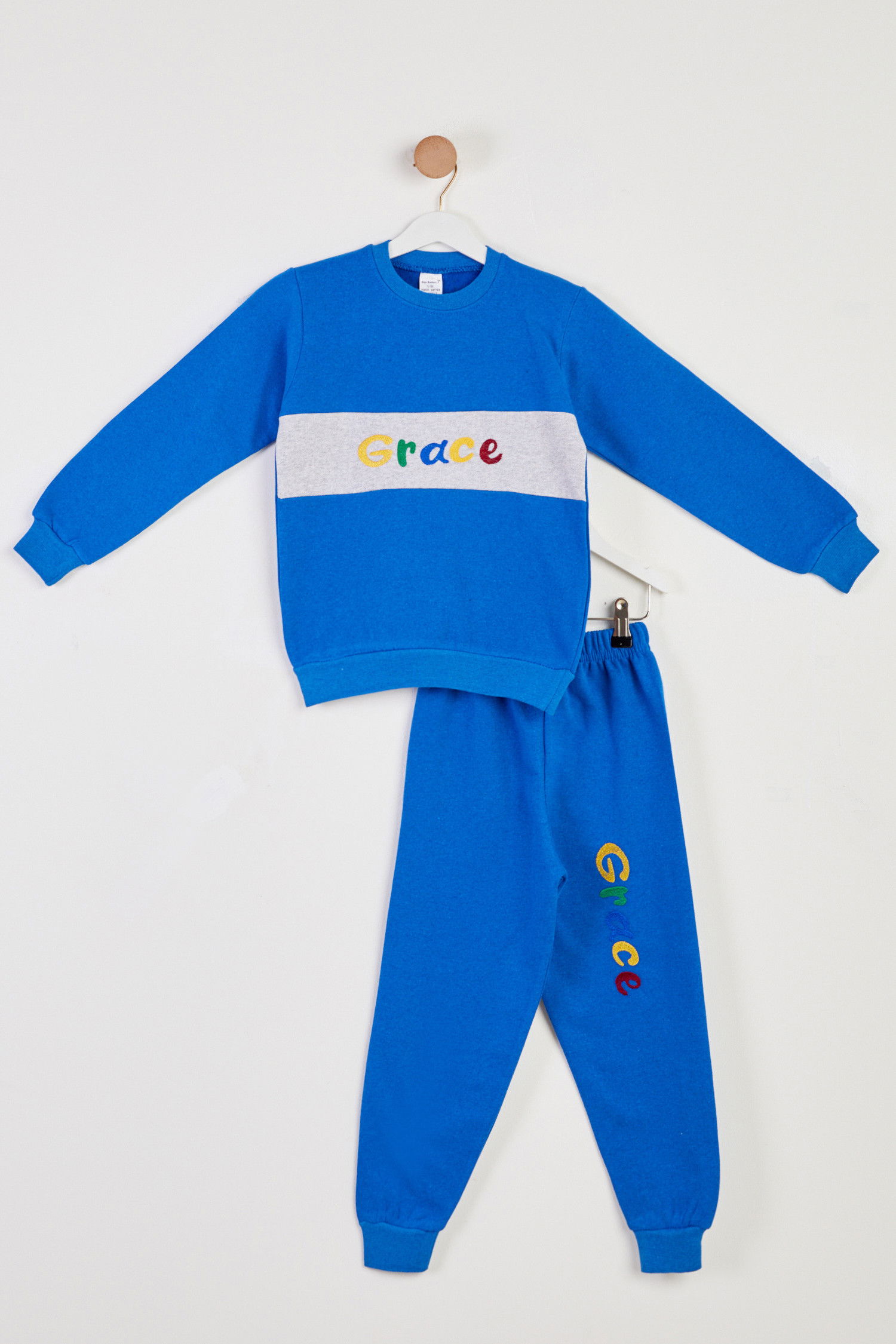 Erkek Çocuk Mavi Baskılı Pijama Takımı - 26448