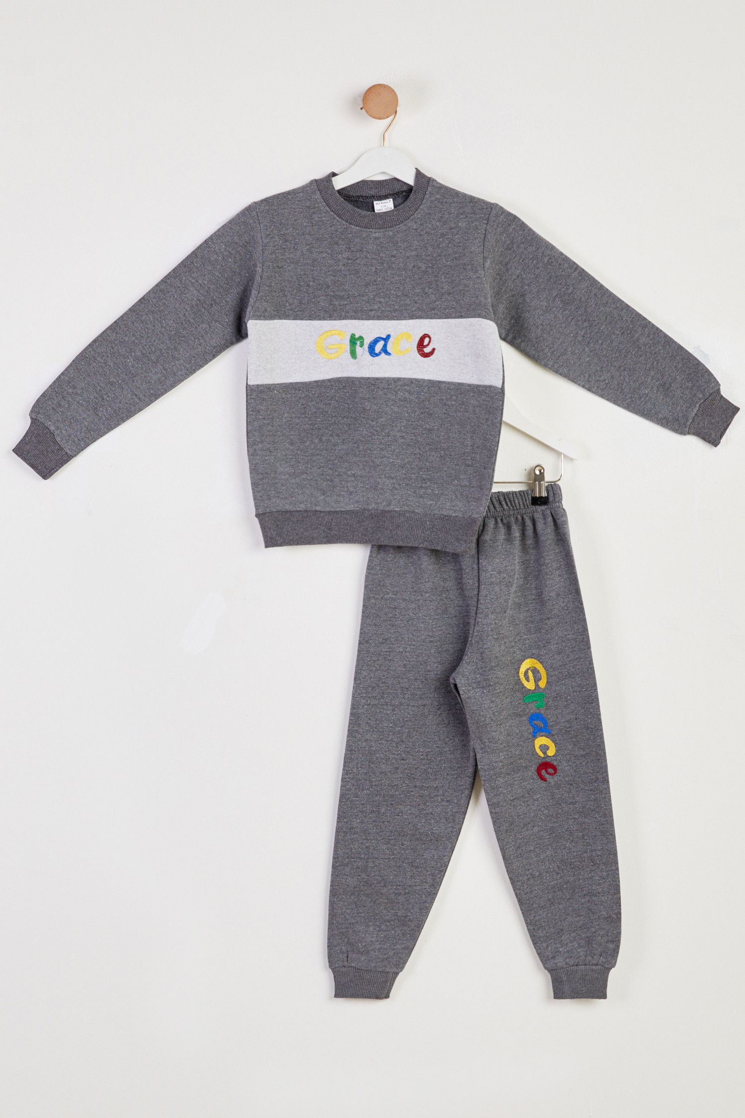 Erkek Çocuk Antrasit Baskılı Pijama Takımı - 26448