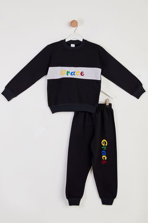 Erkek Çocuk Siyah Baskılı Pijama Takımı - 26448