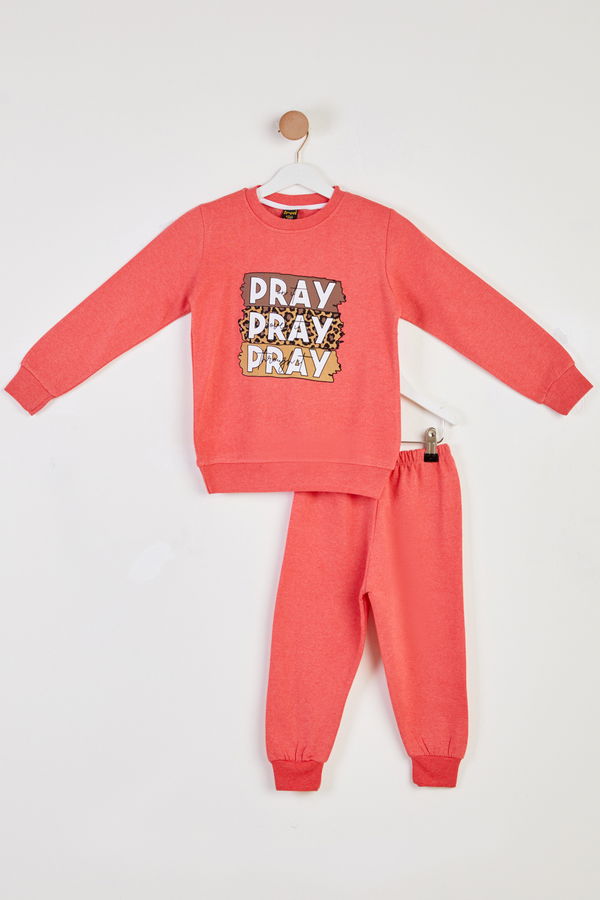 Kız Çocuk Pembe Baskılı Sweatshirt - 26442 PEMBE