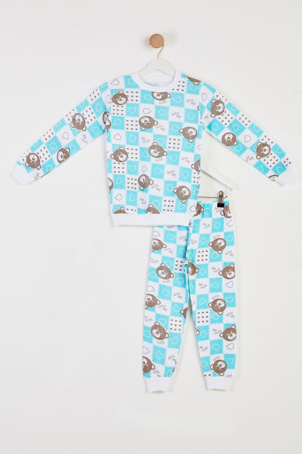 Erkek Çocuk Yeşil Baskılı Pijama Takımı - 26450