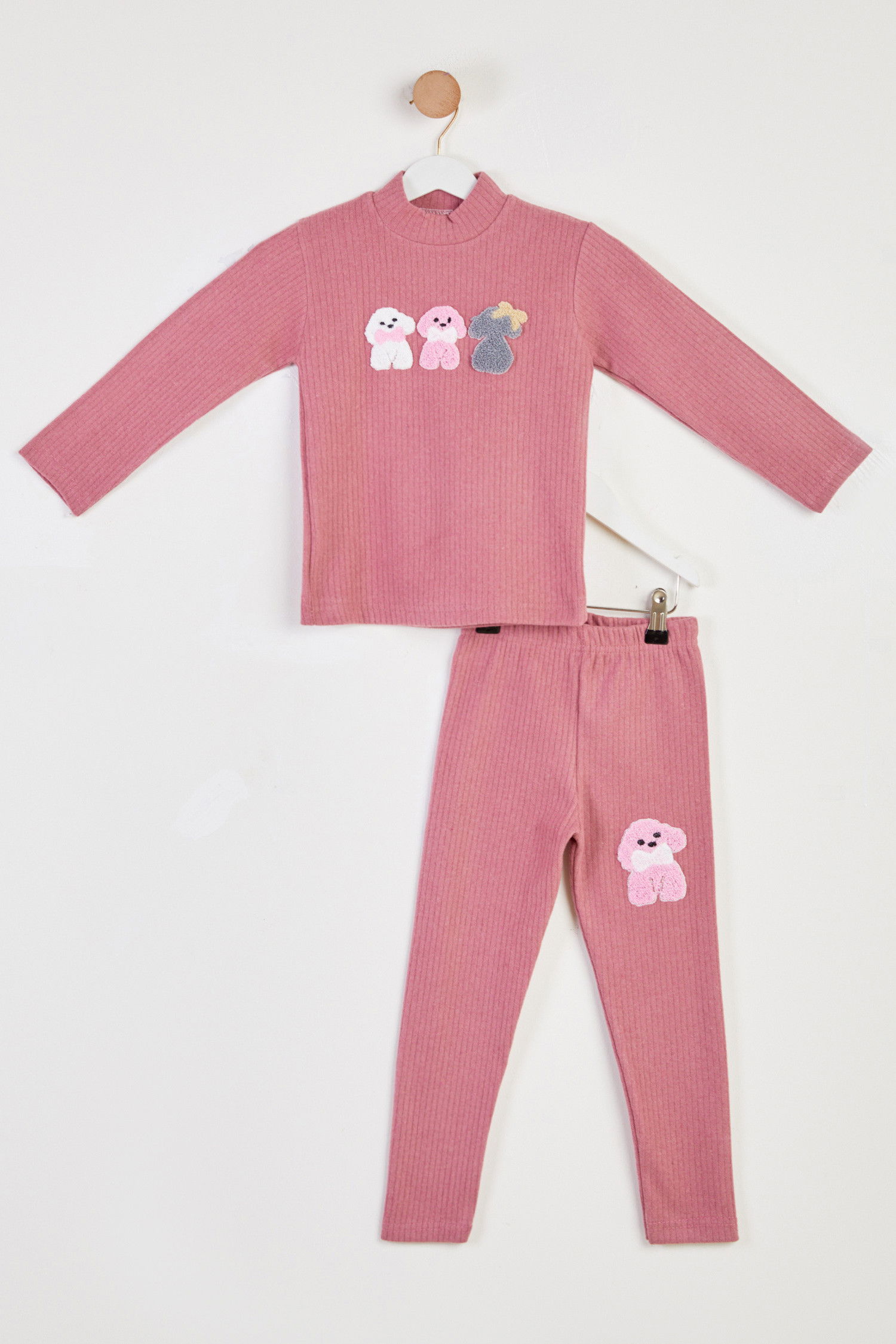 Kız Çocuk Pembe Baskılı Pijama Takımı - 26443 PEMBE