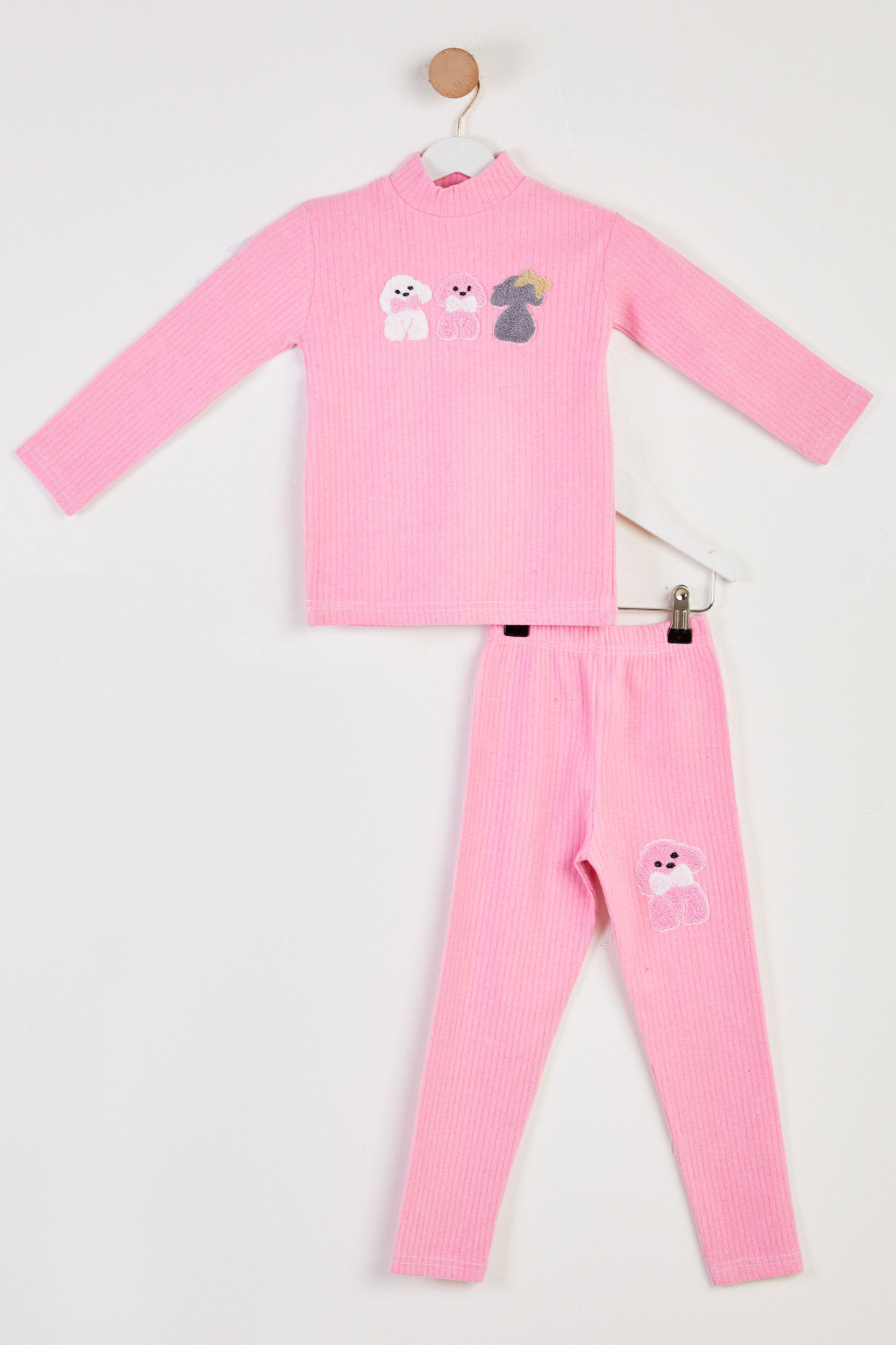 Kız Çocuk Pembe Baskılı Pijama Takımı - 26443 PEMBE