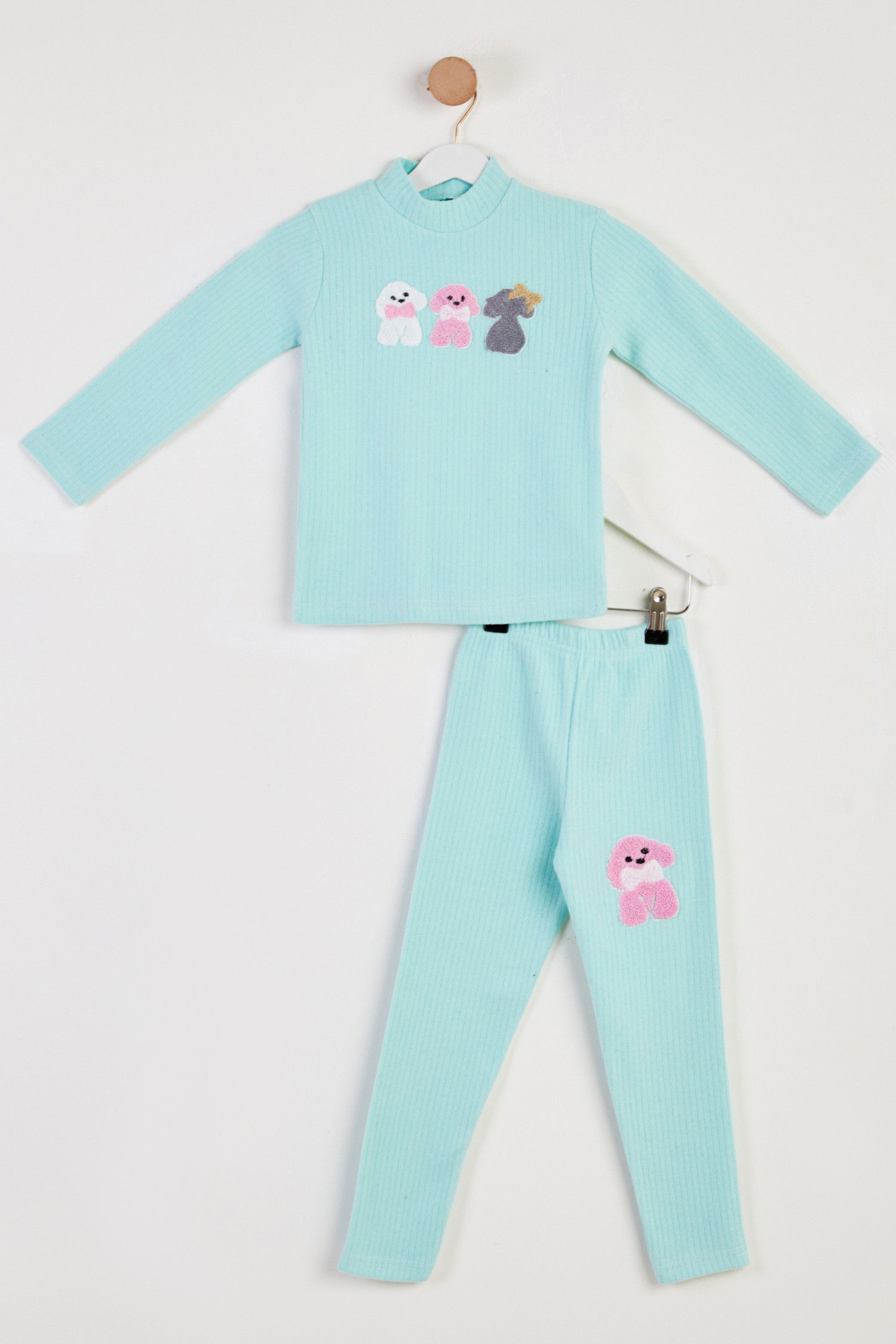 Kız Çocuk Yeşil Baskılı Pijama Takımı - 26443