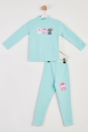 Kız Çocuk Yeşil Baskılı Pijama Takımı - 26443