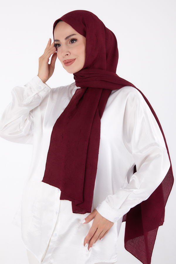 Düz Orta Kadın Bordo Bambu Şal - 23354 BORDO