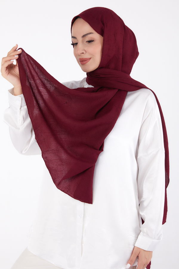 Düz Orta Kadın Bordo Bambu Şal - 23354 BORDO