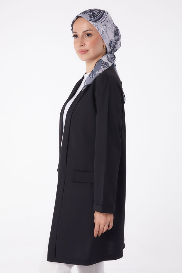 Düz Orta Kadın Siyah Hırka - 13260 SİYAH