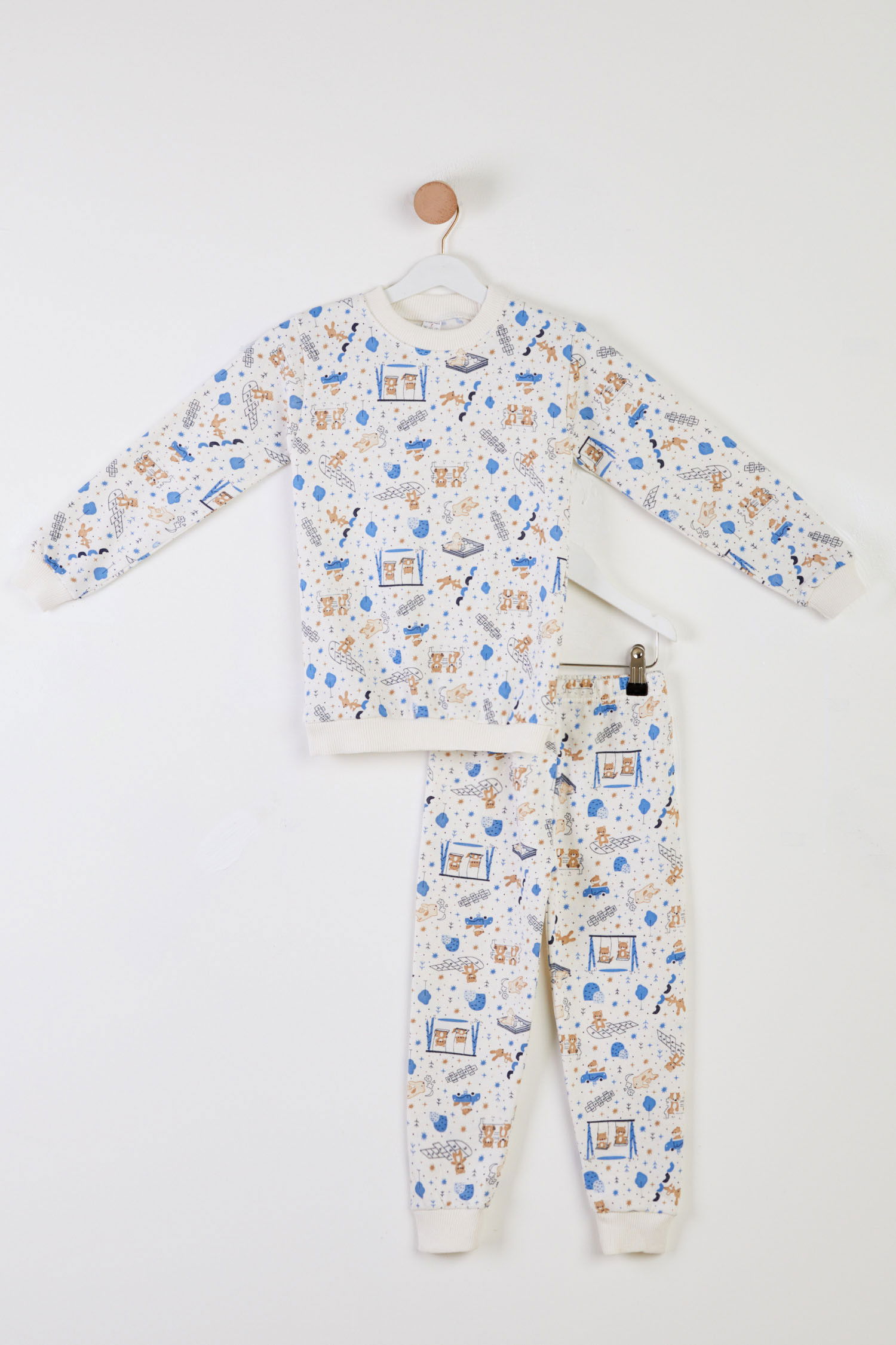 Kız Çocuk Mavi Baskılı Pijama Takımı - 26309 MAVİ