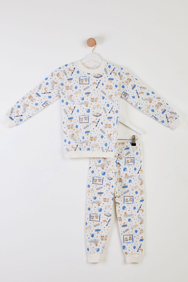 Kız Çocuk Mavi Baskılı Pijama Takımı - 26309 MAVİ