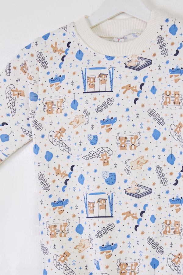 Kız Çocuk Mavi Baskılı Pijama Takımı - 26309 MAVİ