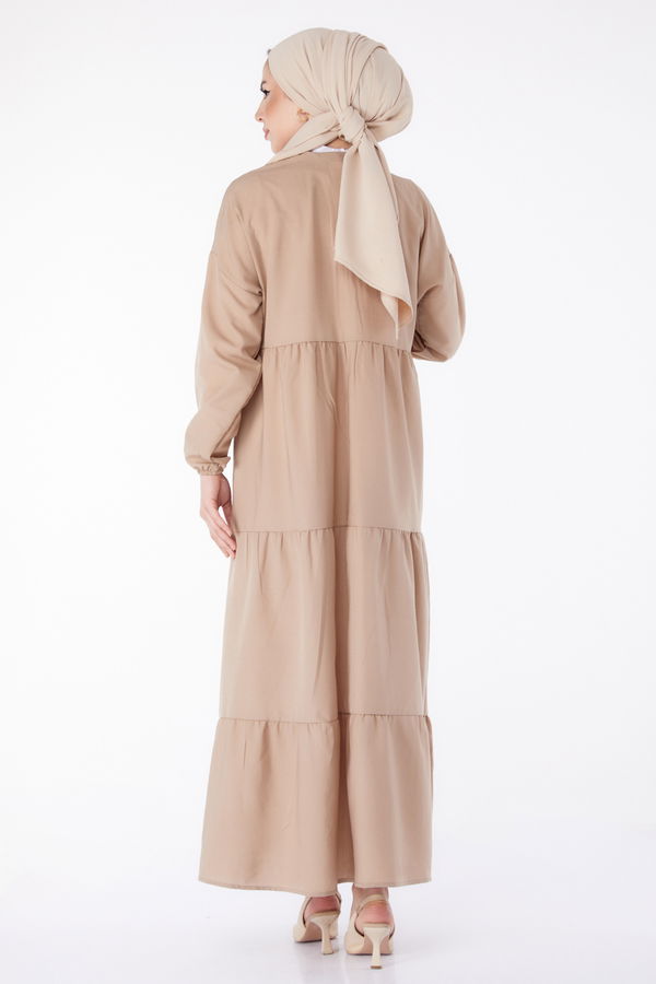 Büzgülü Pat Detaylı Elbise - 27293