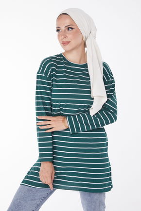 Çizgili Yırtmaçlı Tunik - 27134