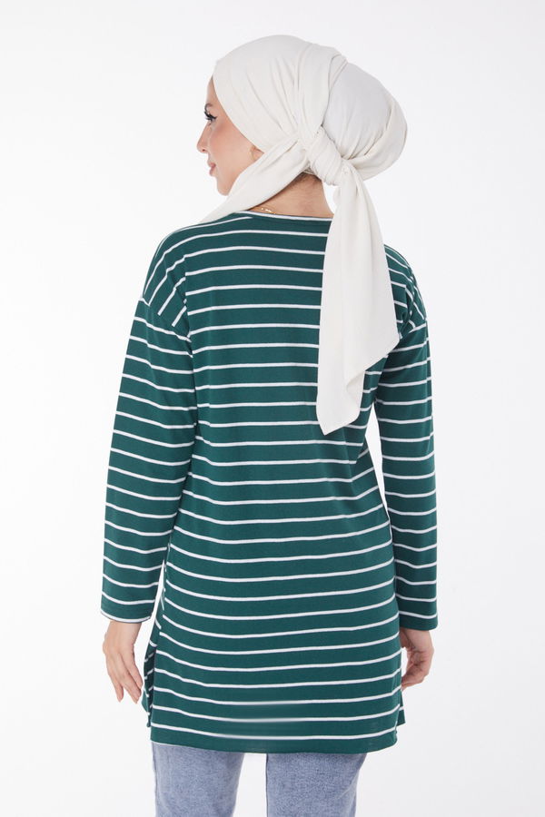 Çizgili Yırtmaçlı Tunik - 27134