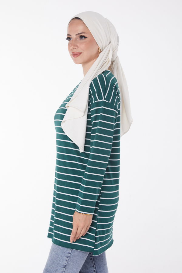 Çizgili Yırtmaçlı Tunik - 27134
