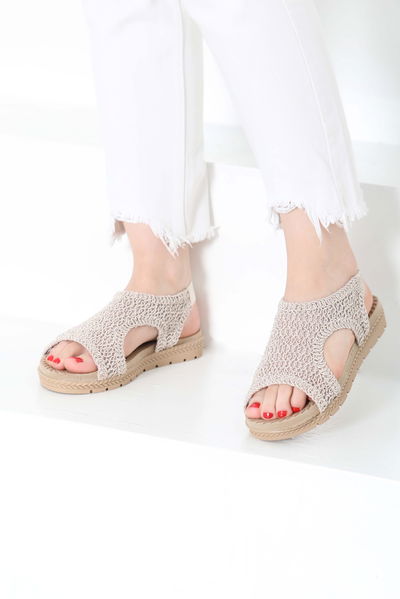 Nakış Hasırlı Sandalet - 27156