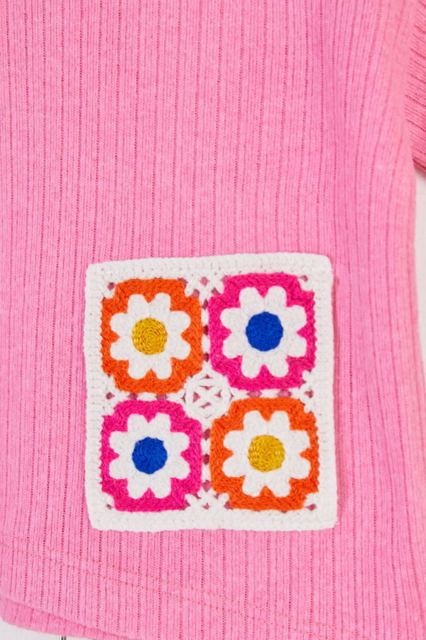 Kız Çocuk Pembe Nakışlı İkili Takım - 26462 PEMBE