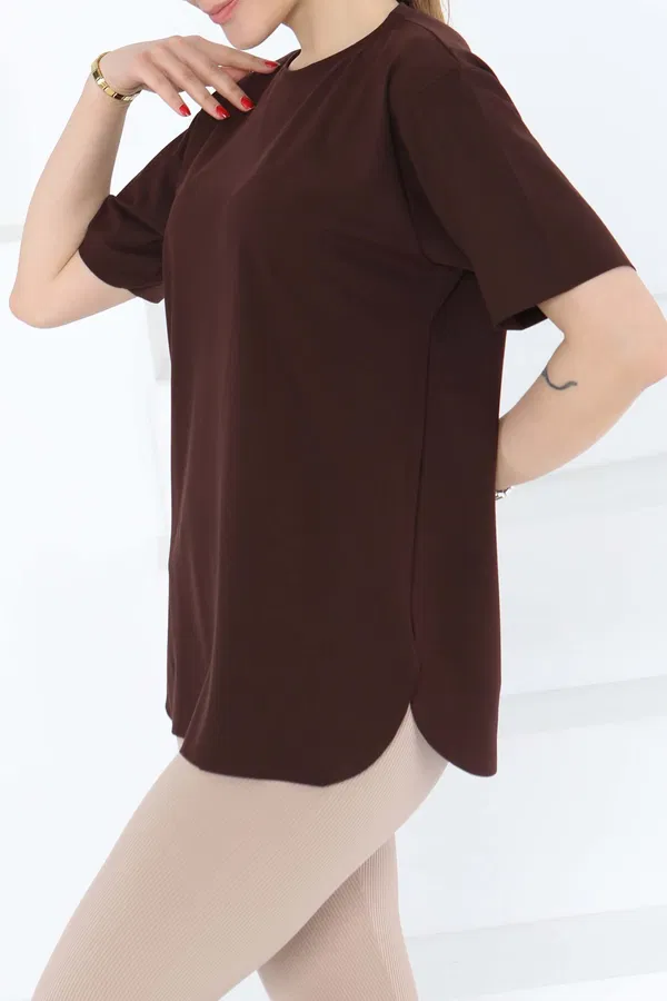 Yırtmalı Kısa Kollu T-Şhirt - 27117