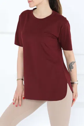 Yırtmalı Kısa Kollu T-Şhirt - 27117