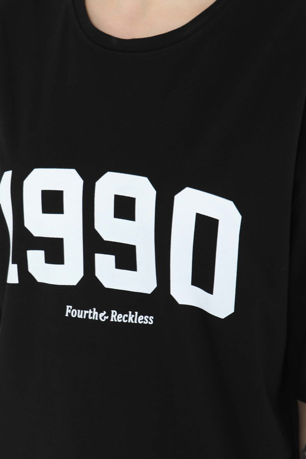 1990 Baskılı Kısa Kollu T-Şhirt - 27124