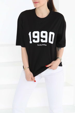 1990 Baskılı Kısa Kollu T-Şhirt - 27124