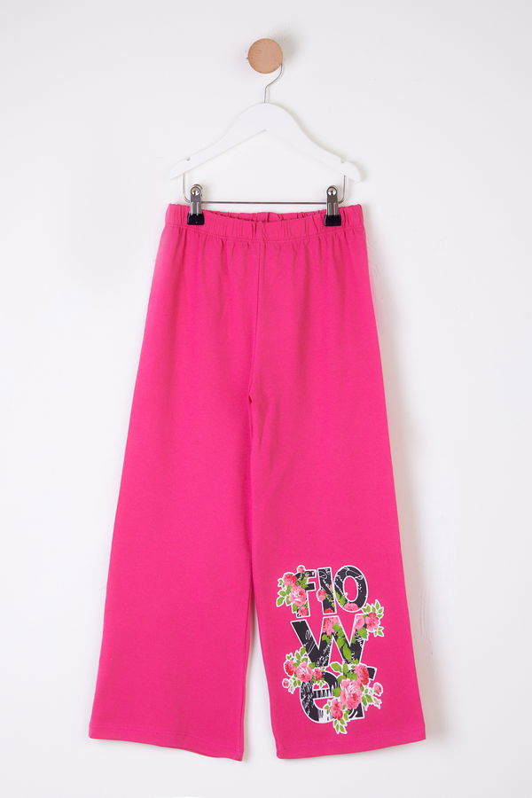 Kız Çocuk Fuşya Baskılı Pijama Altı - 26090