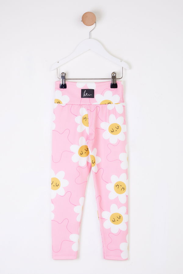 Kız Çocuk Pembe Desenli Tayt - 26113 PEMBE