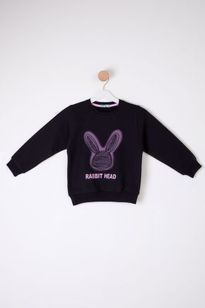 Kız Çocuk Siyah Tavşan Sweatshirt - 26101