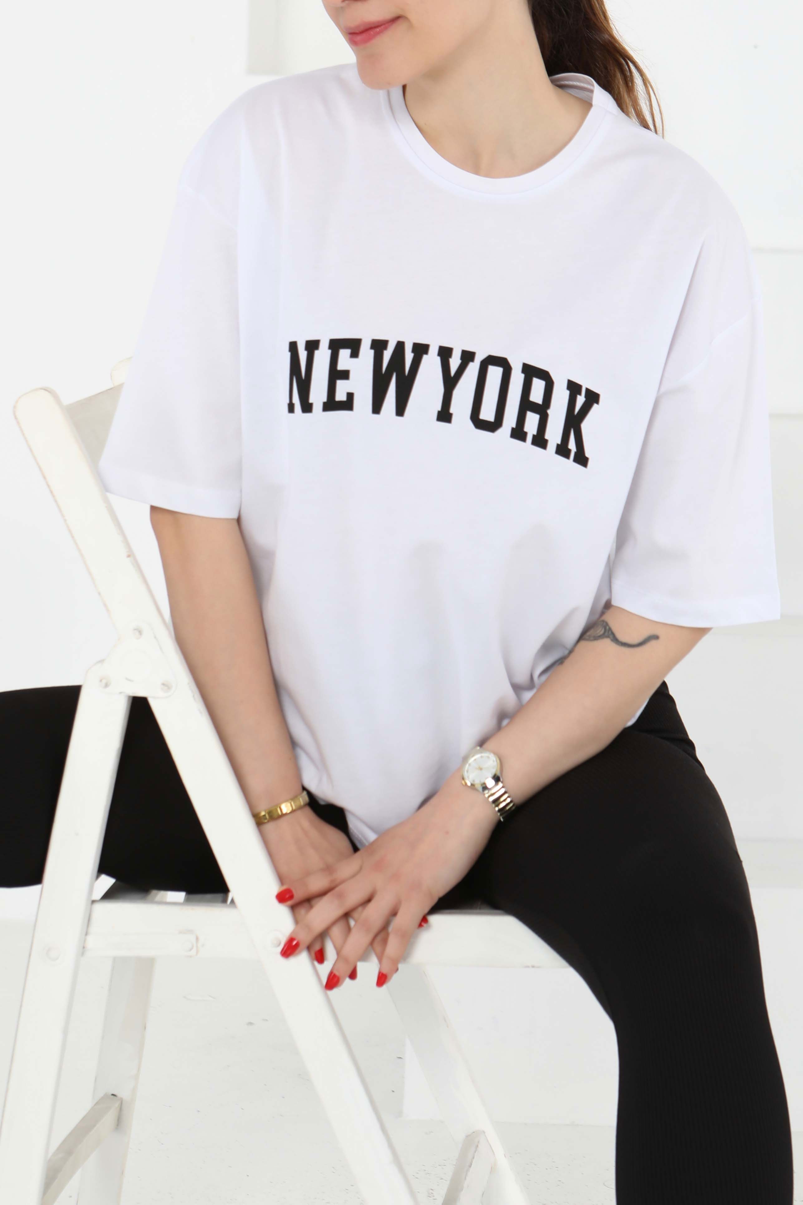 NEW YORK Baskılı Kısa Kollu T-Şhirt - 27125