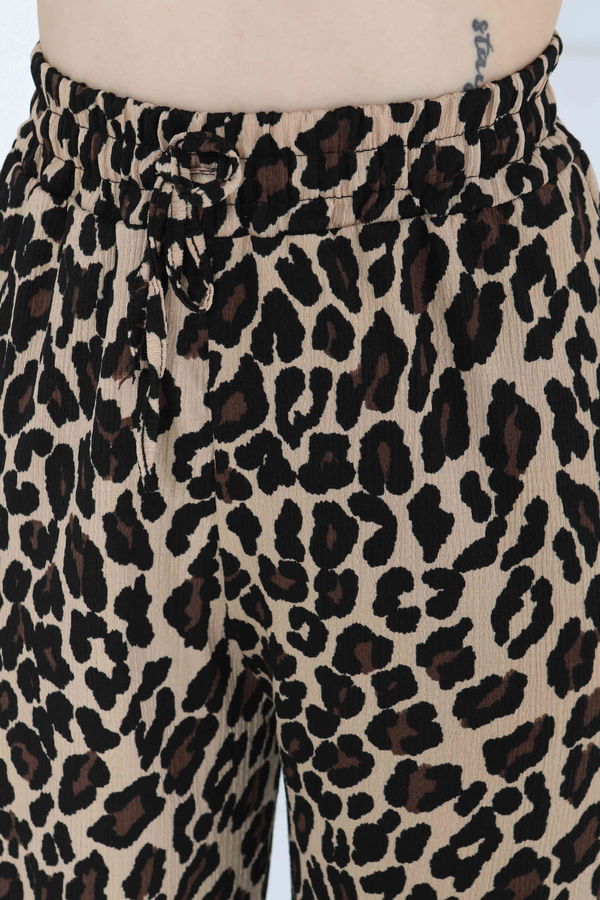Leopar Desenli Lastikli Pantolon - 27129