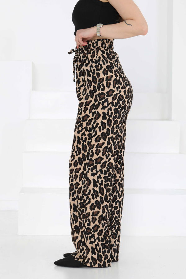 Leopar Desenli Lastikli Pantolon - 27129