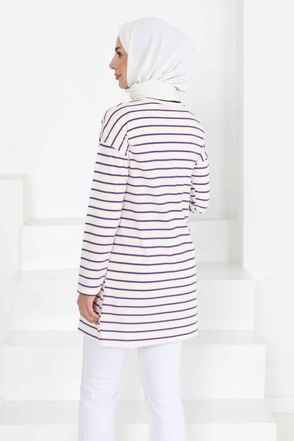 Çİzgili Yırtmaçlı Tunik - 27134