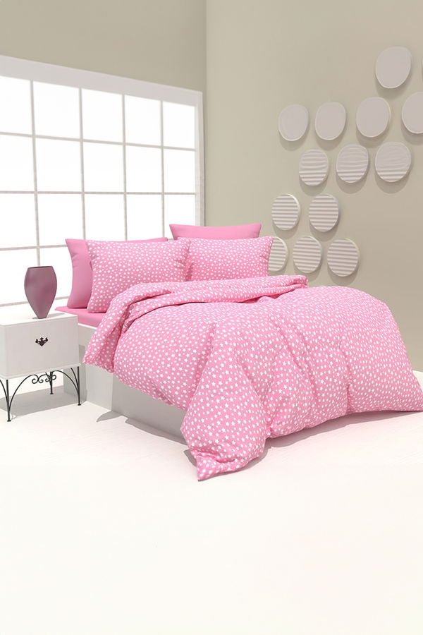 Pembe Tek Kişilik Nevresim Seti  - 50018 PEMBE