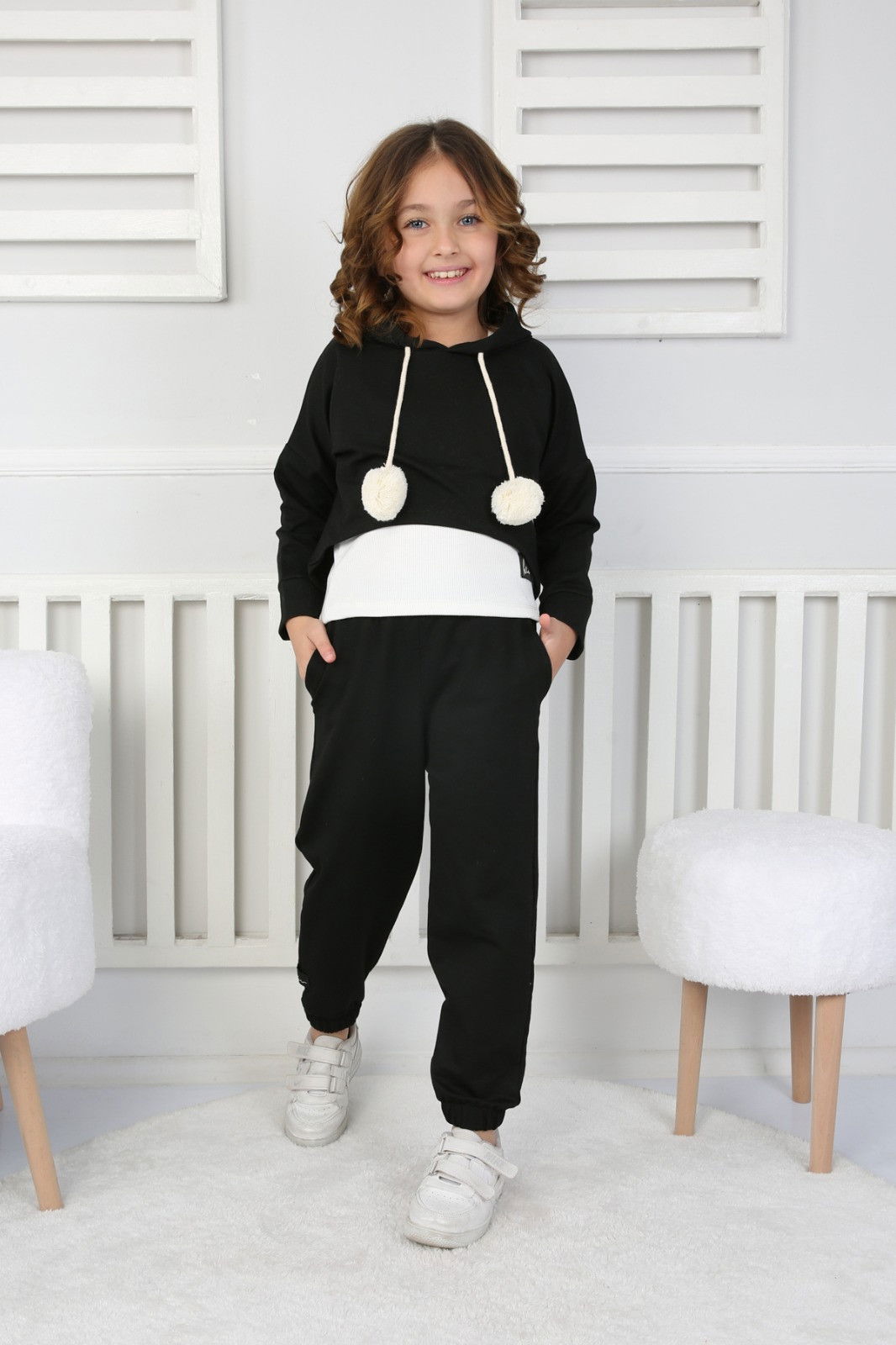 Kız Çocuk Siyah 3 lü Kız Çocuk Takım - 26721