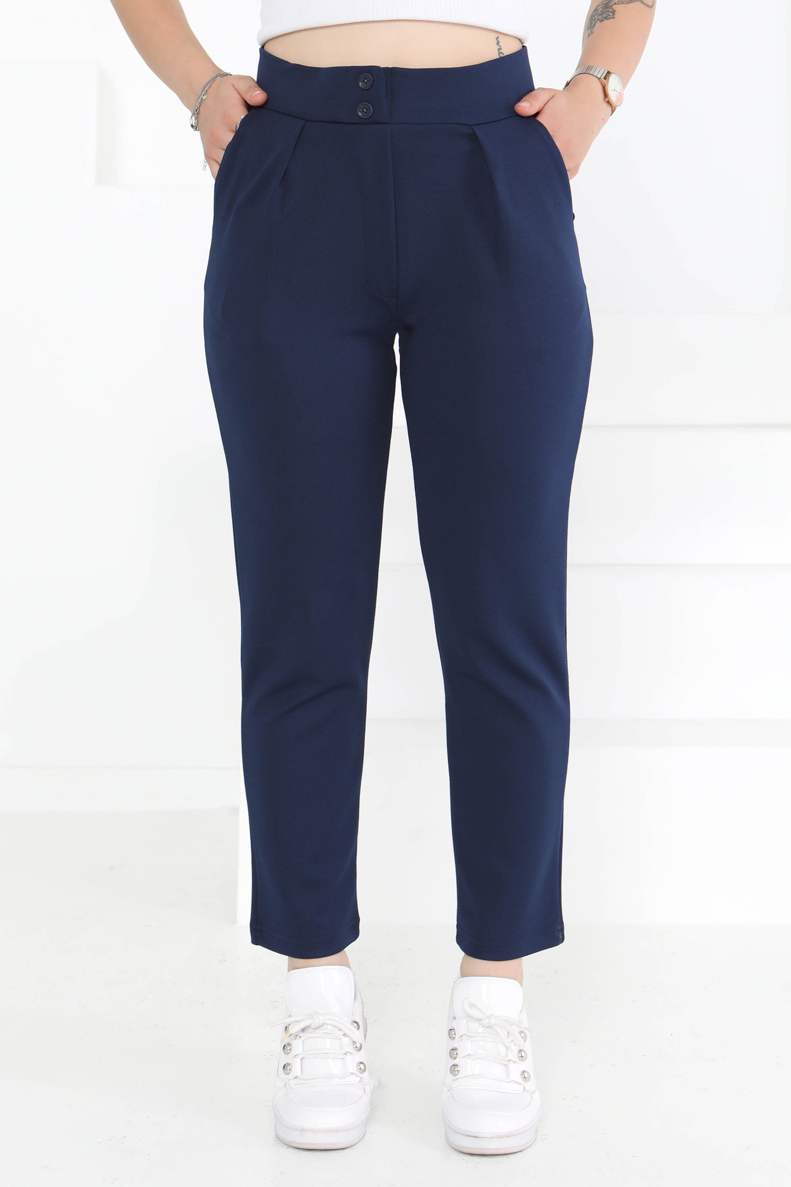 Çift Düğmeli Spor Pantolon - 27352