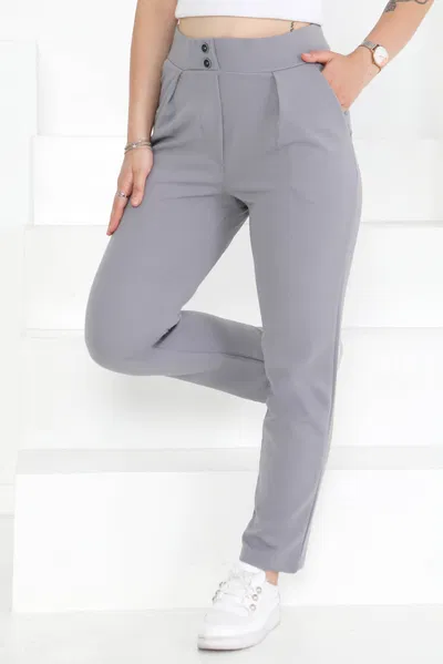 Çift Düğmeli Spor Pantolon - 27352 GRİ