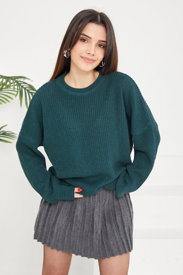 Kısa Triko Kazak Yeşil - 26695