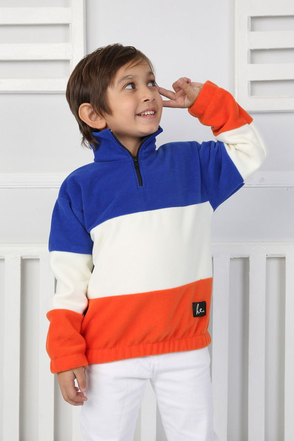 Erkek Çocuk Mavi Renkli Çocuk Polar Sweat - 26724