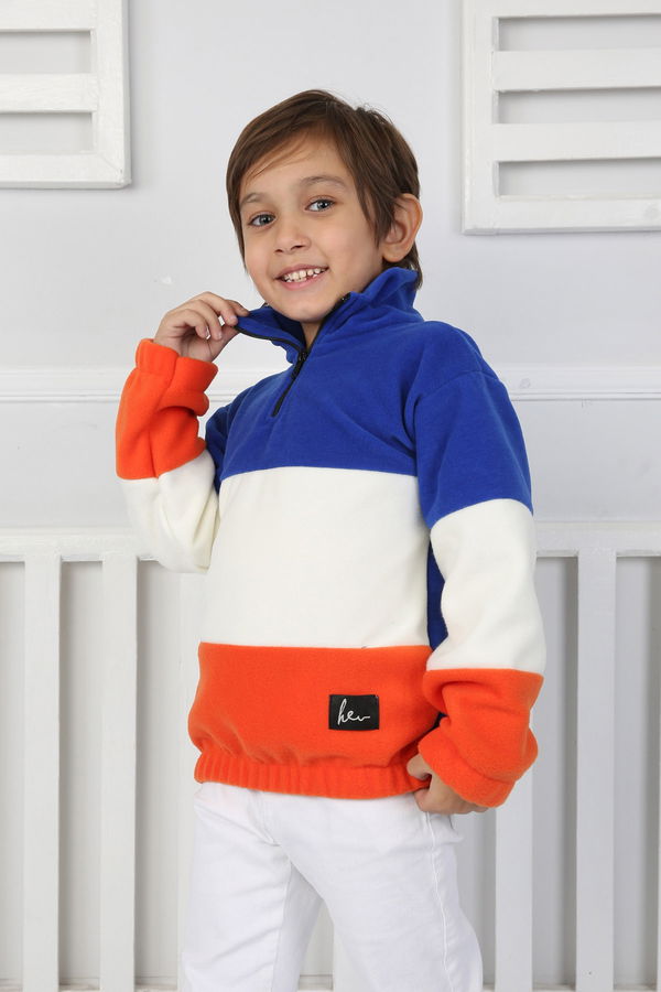 Erkek Çocuk Mavi Renkli Çocuk Polar Sweat - 26724
